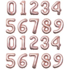 21 Inch Small Number Balloons 0-9 Wedding Wedding Room Baby Birthday Party Decoration Aluminum Foil Rose Gold Balloon Set