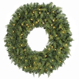 48" Prelit Crestwood Spruce Artificial Christmas Wreath, Christmas Decor with Bow, LEDs, 8 Modes, Realistic Tips