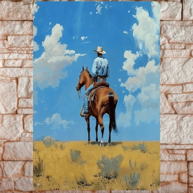 CIFbuy 1pc Western Cowboy Metal Wall Decor, 12x8 Inch 2D Flat Iron Sign, Rustic Farmhouse Desert Horizon Art Poster For Home Bedroom Li TikTok, T