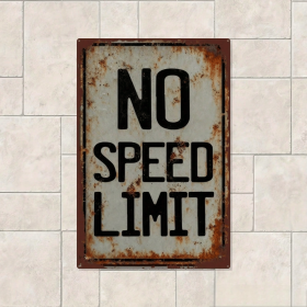 CIFbuy Vintage No Speed Limit 2D Flat Metal Sign Rustic Iron Wall Mounted Plaque Retro Decor Wall Art For Living Room Home Bar Farmhous TikTok, T