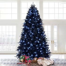 6FT Pre-Lit Black Christmas Tree with 350 Lights, 1460 Tips Artificial Holiday Tree for Halloween & Christmas Decorations