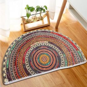 Bohemian Vintage Semi Circular Carpet, Half Round Door Mat,Semi Circle Bathroom Floor Rug,Mandala Boho Bohemian Non-Slip Welcome Entrance Way Abs (Option: 50cm80cm)