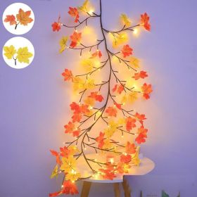 Maple Leaf Lamp, realistic flower lamp, night lamp, remote control, 8 lighting modes, wall decoration, suitable for parties (size: 48LED/4.2FT)