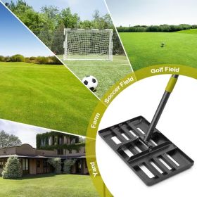 17x10 Inch Heavy Duty Lawn Leveling Rake, Landscape Soil Leveler Tool with 5/6 FT Ergonomic Handle, Lawn Grading Rake for Yard, Garden and Golf C (size: 5FT)