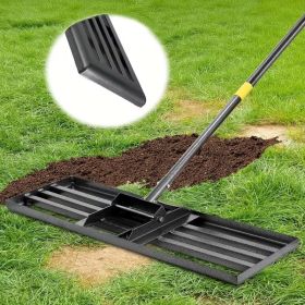 17x10 Inch Heavy Duty Lawn Leveling Rake, Landscape Soil Leveler Tool with 5/6 FT Ergonomic Handle, Lawn Grading Rake for Yard, Garden and Golf C (size: 6FT)