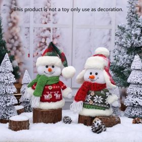 2pcs Christmas and New Year White Winter Fabric Scarf with Hat Snowman Set (Color: 2pcs)