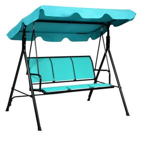 3 Person Steel Frame Patio Swing with Polyester Angle and Adjustable Canopy (Color: Blue)